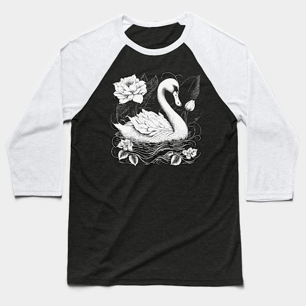 Beautiful Swan Baseball T-Shirt by gblackid